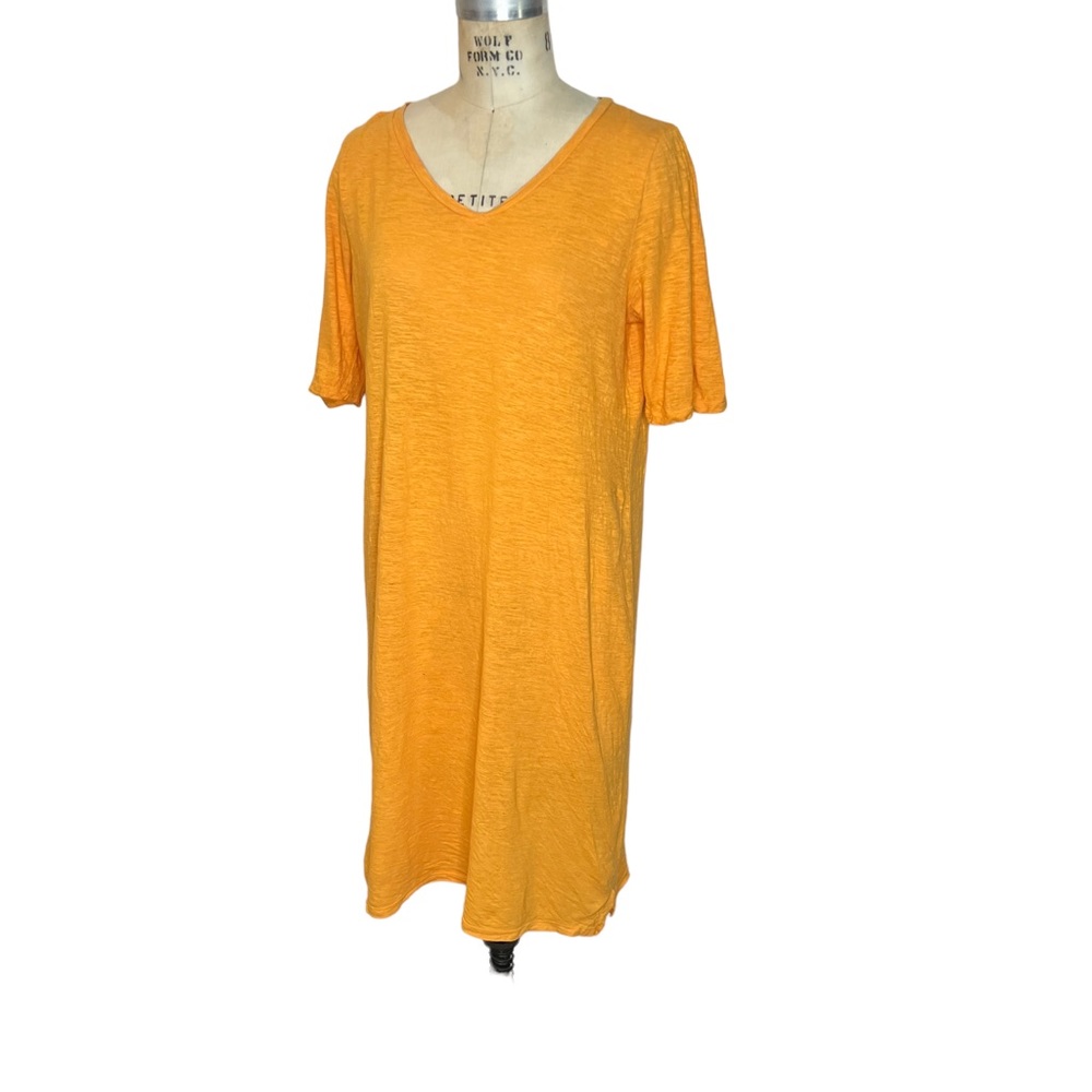 Eileen Fisher mustard yellow shirt dress
